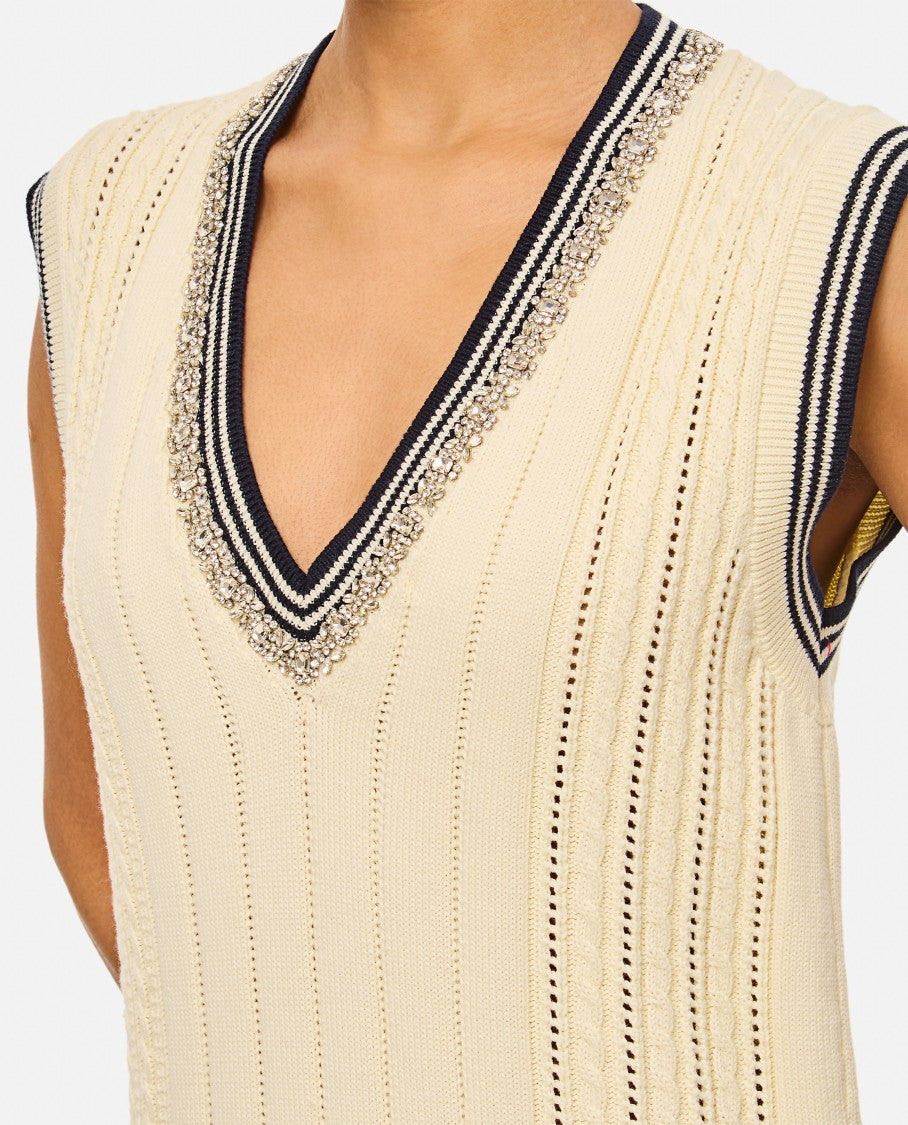 Golden Goose Cream Textured Knit Mini Dress