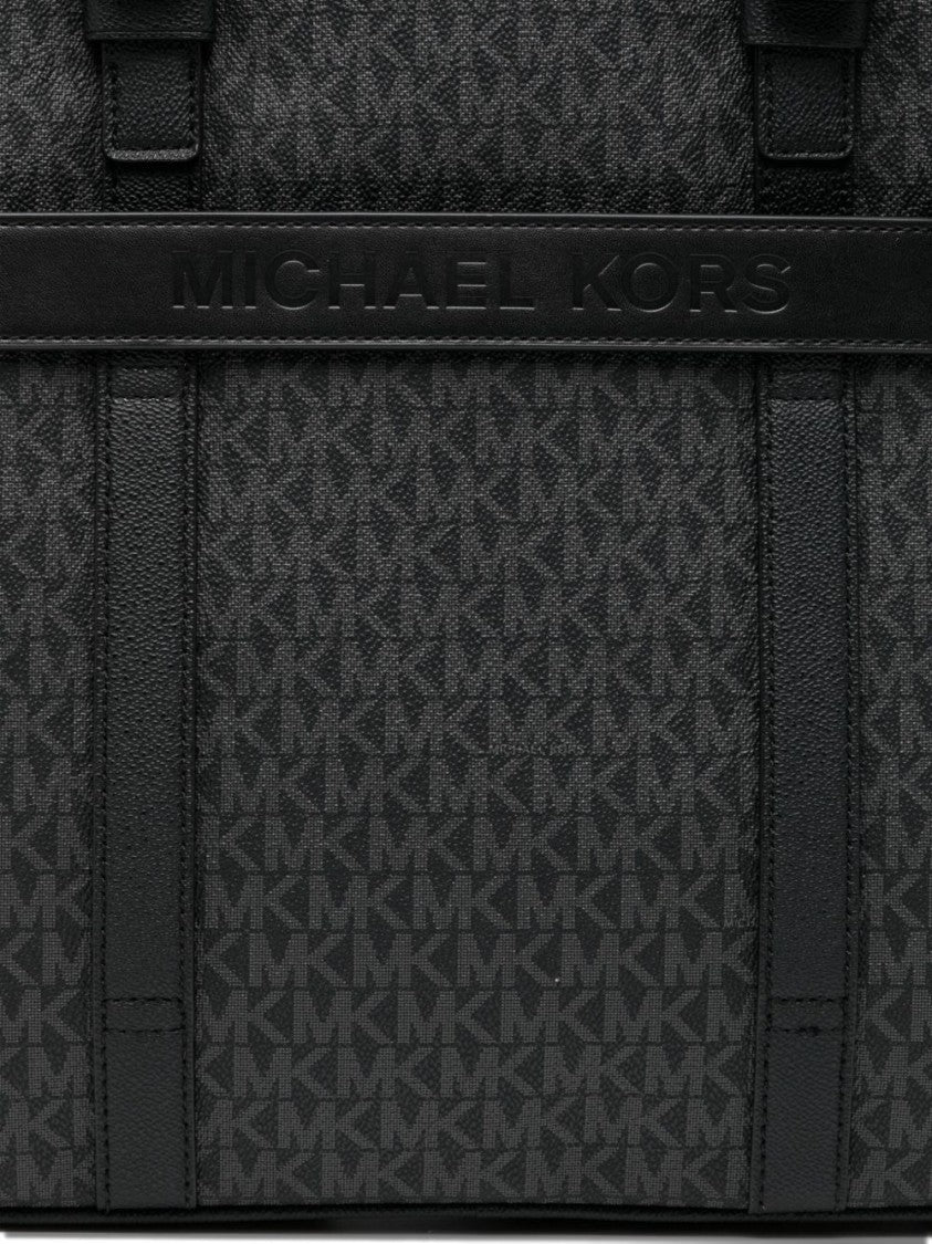 Michael Kors Black Hudson Monogram Hand Briefcase