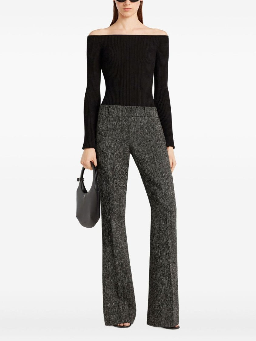 Courrèges Off-Shoulder Ribbed Knit Top With Embroidered Logo