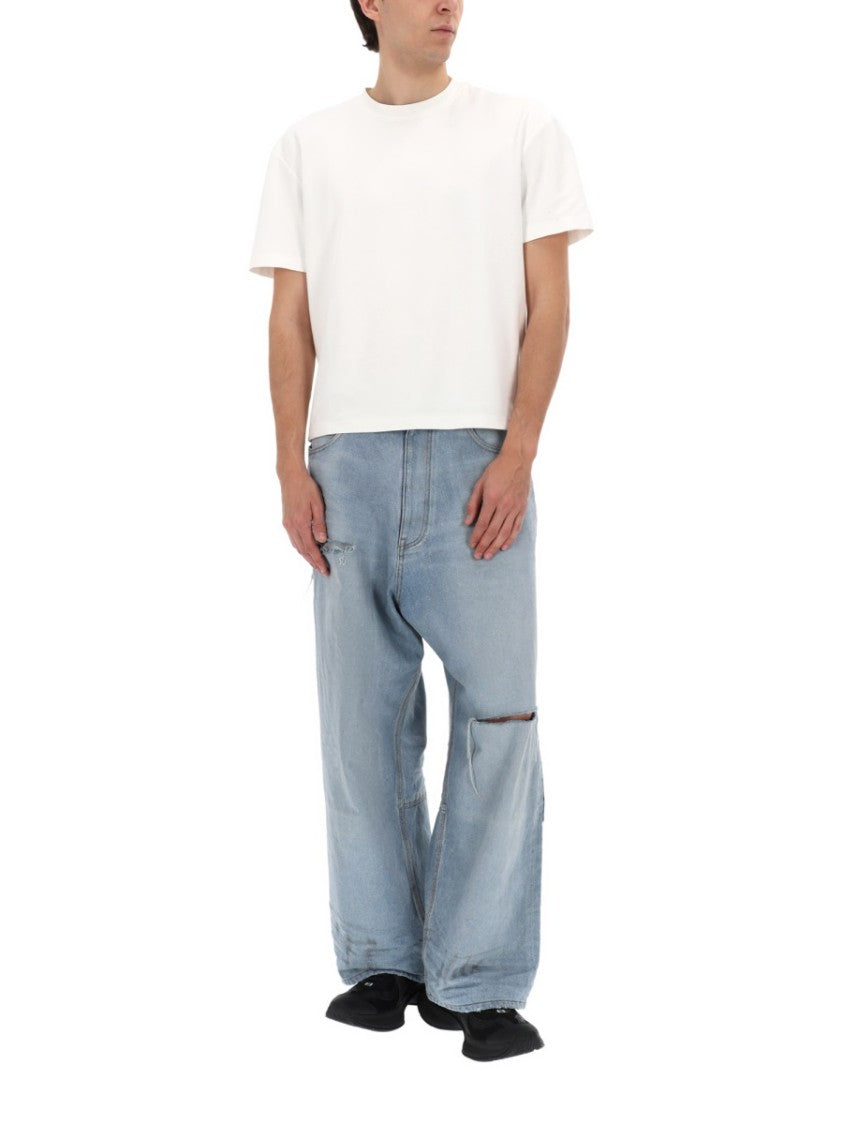 Balenciaga Light Blue Baggy-Fit Jeans With Distressed Details And Classic Five-Pocket Design