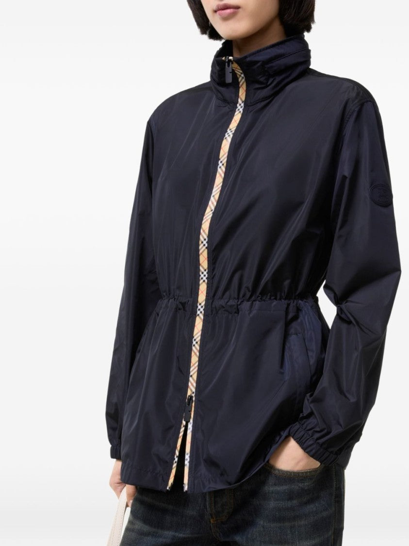 Burberry Black Short Nylon Blackpool Check Hood Parka