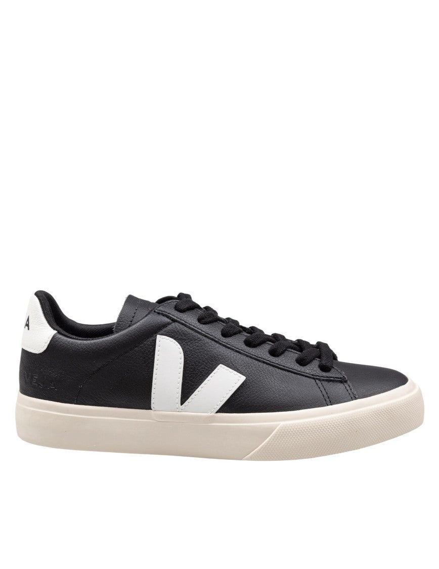 Veja Campo In Black And White Leather