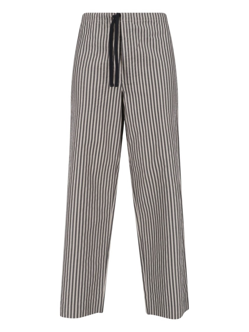Kaptain Sunshine Black/Beige Vertical Striped Straight-Leg Trousers