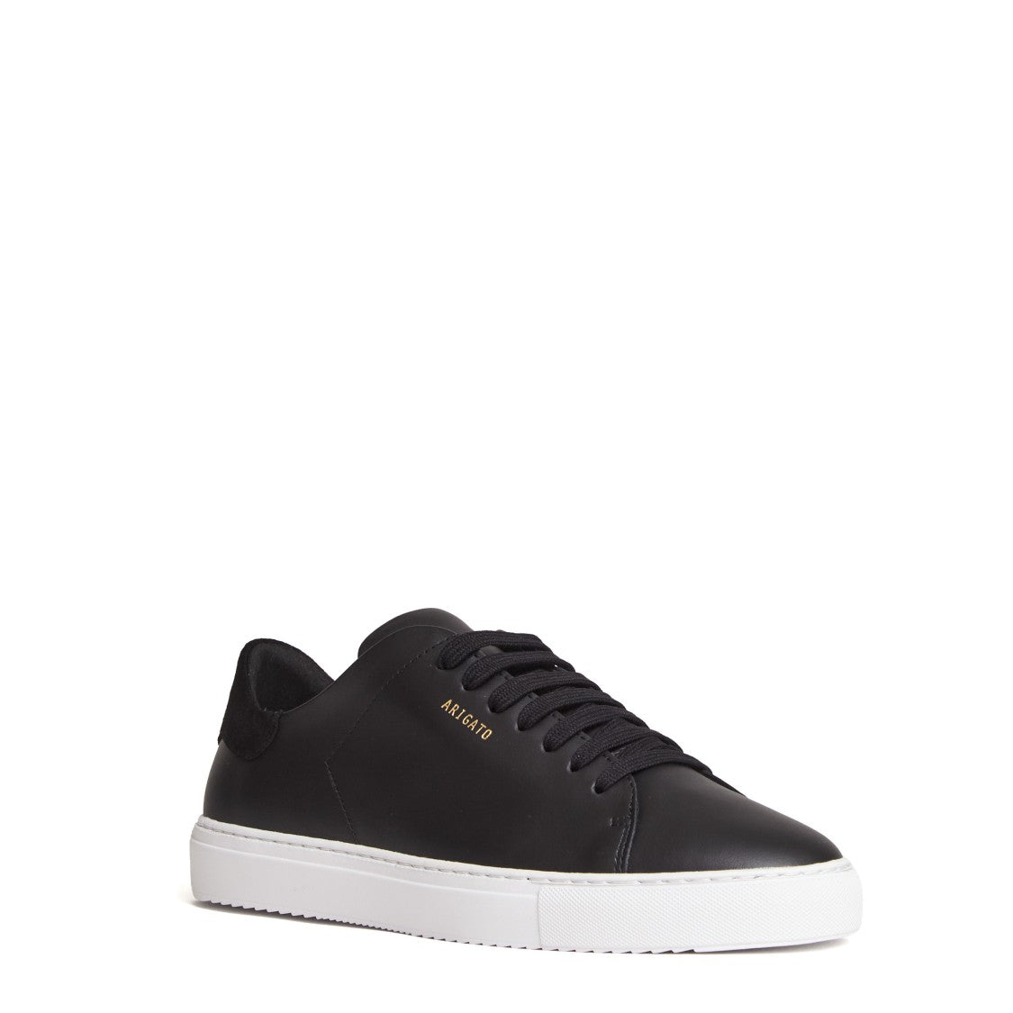 Axel Arigato Sleek Black Leather Sneakers Gold Accent