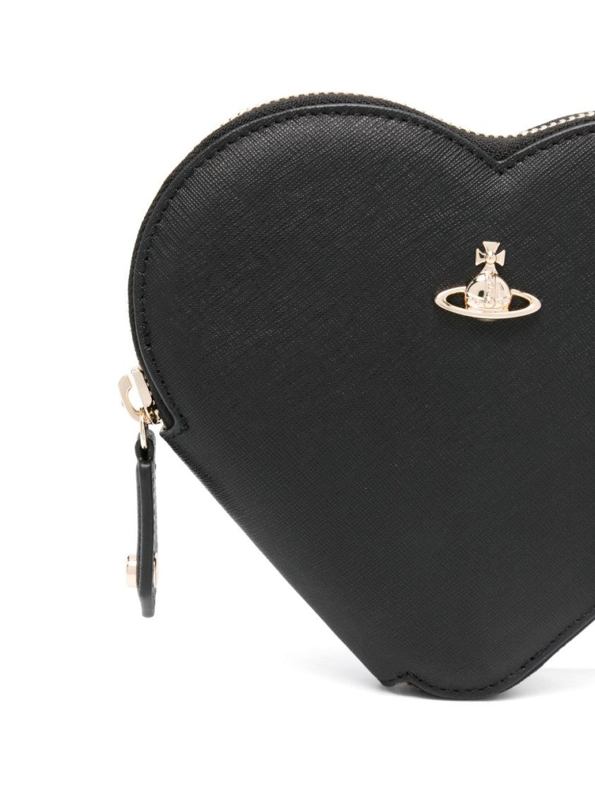 Vivienne Westwood Black Heart Shaped Textured Leather Bag