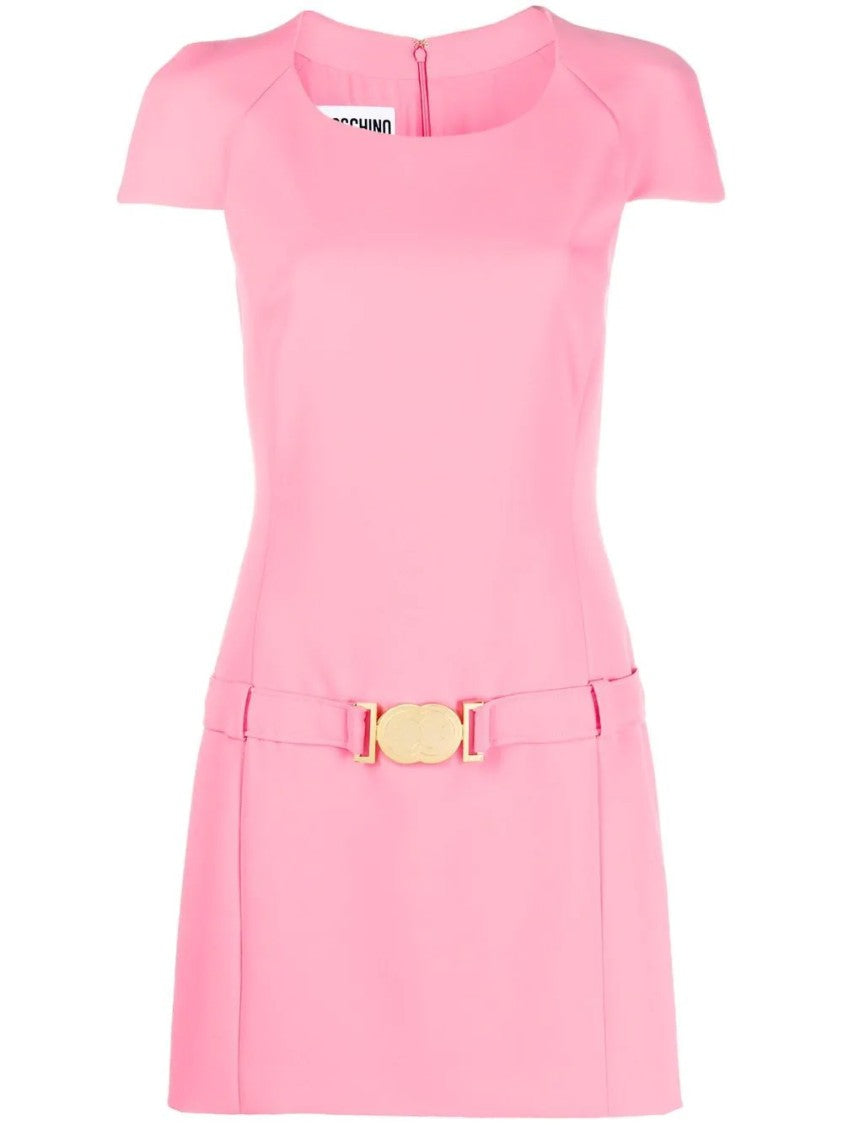 Moschino Pink Short Wide Blended Silk Dress