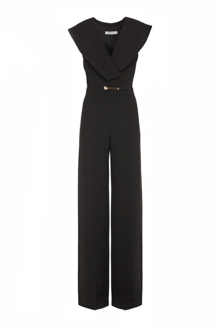 Simona Corsellini Black Crepe Wide-Leg Jumpsuit