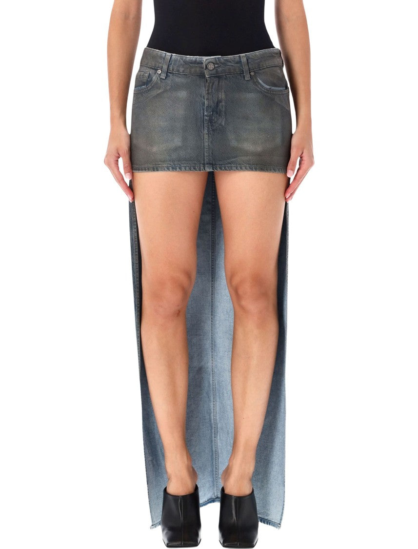 7 For All Mankind Asymetric Nolita Asymmetric Denim Mini Skirt