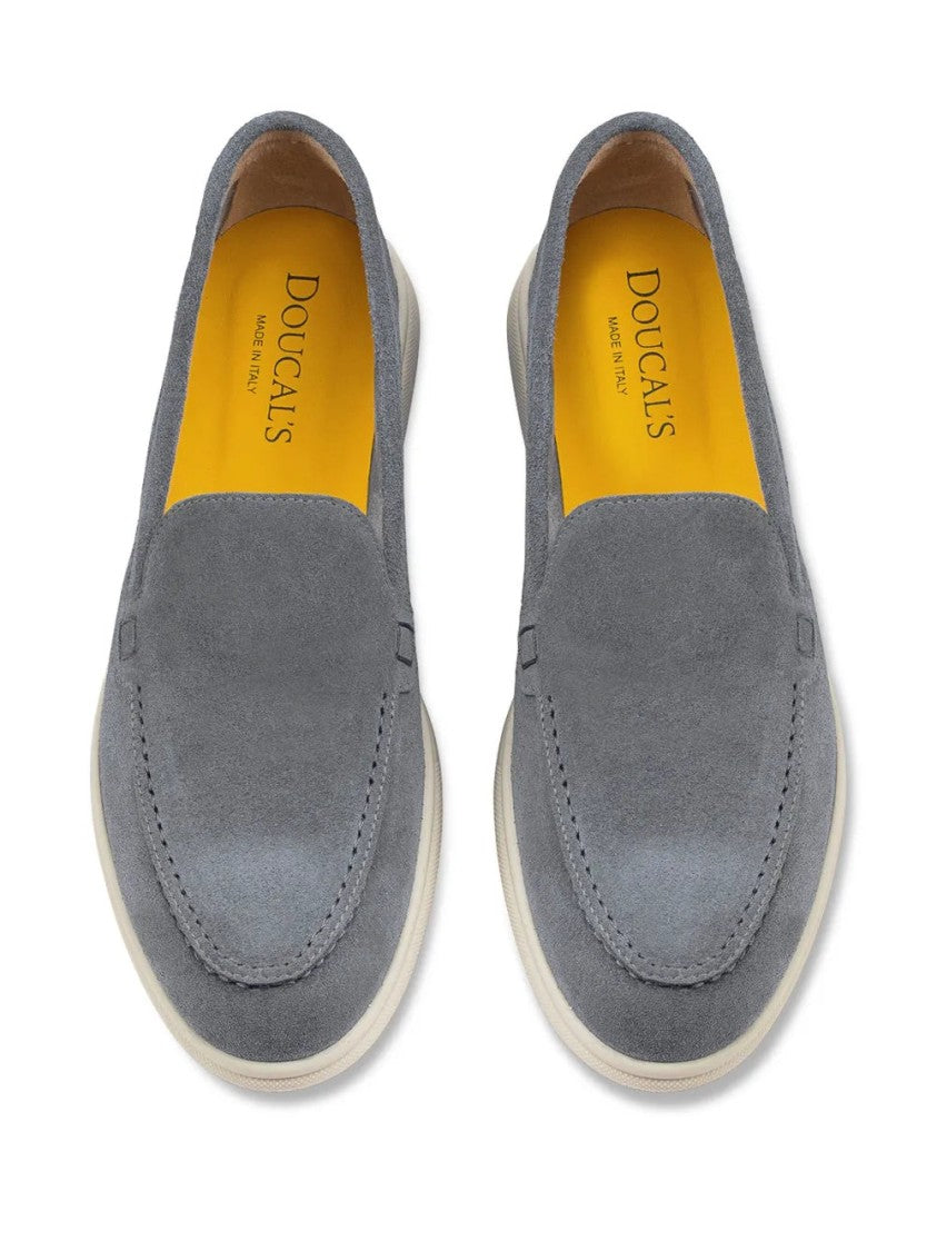 Doucal's Almond Toe Grey Suede Loafers