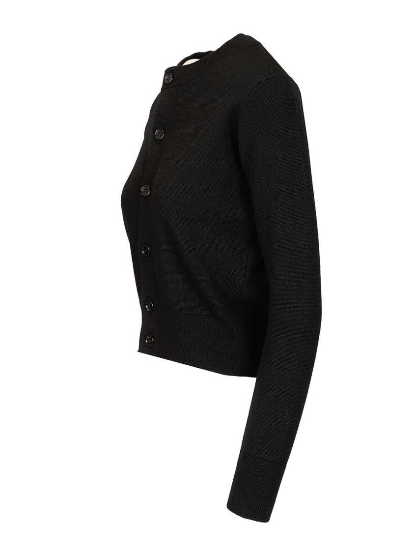 Ami Classic 100% Wool Cardigan With Refined Silhouette