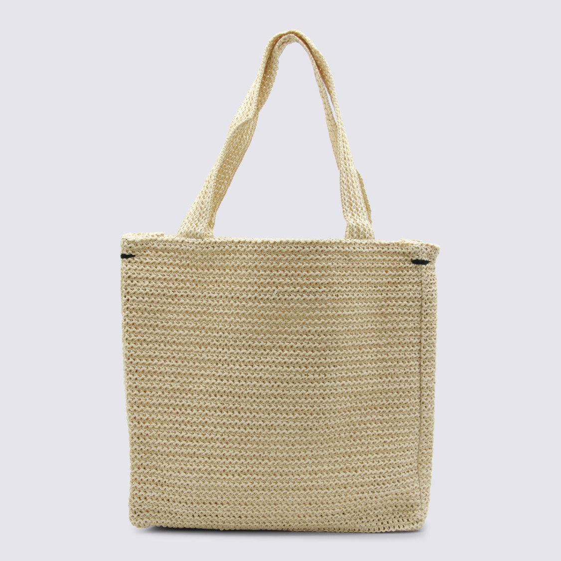 Fiorucci Textured Beige Woven Tote Bag With Poodle Embroidery