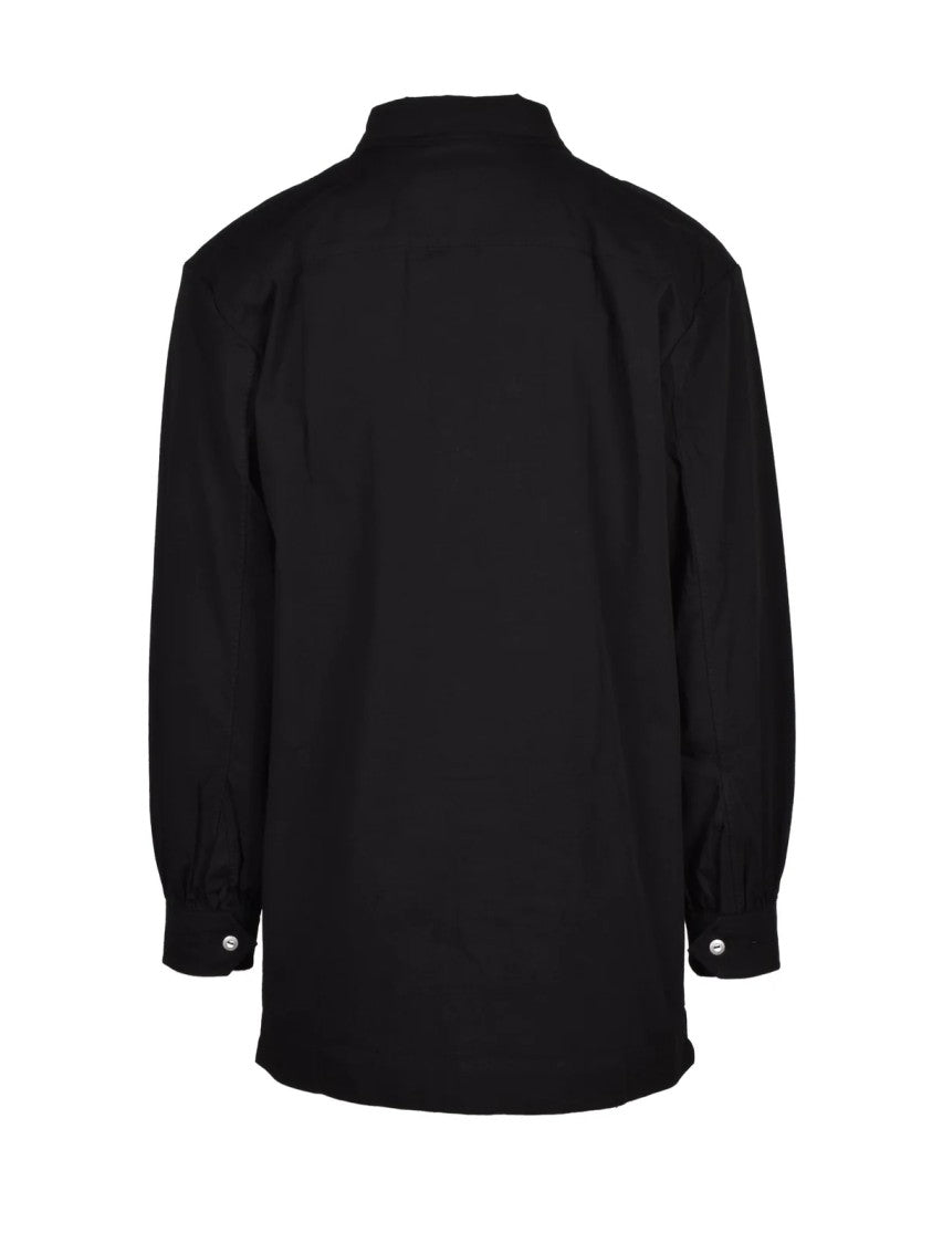 Vivienne Westwood Anglomania Long Black Shirt With Classic Collar And Embroidered Detail