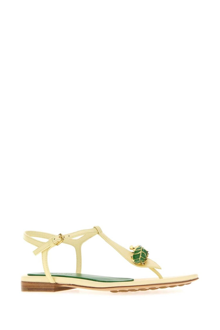 Bottega Veneta Pastel Yellow Leather Rana Flora Sandals