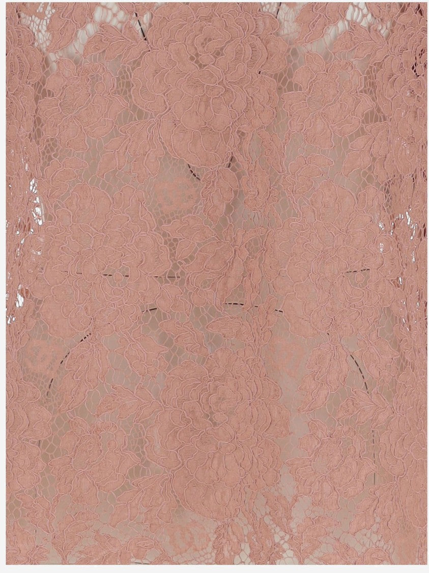 Dolce & Gabbana Viscose And Cotton Blend Floral Drawstring Lace Top