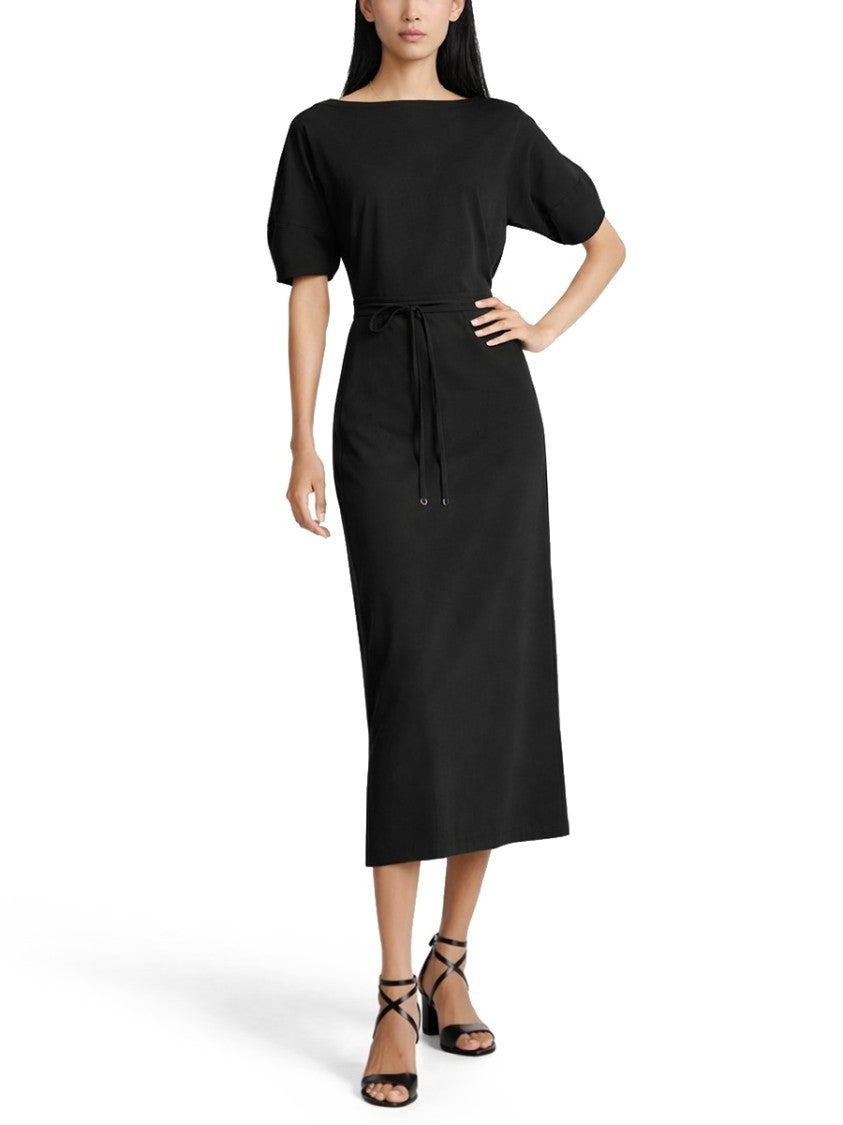 Lemaire Cotton Linen Boat Neckline Blend Midi Dress