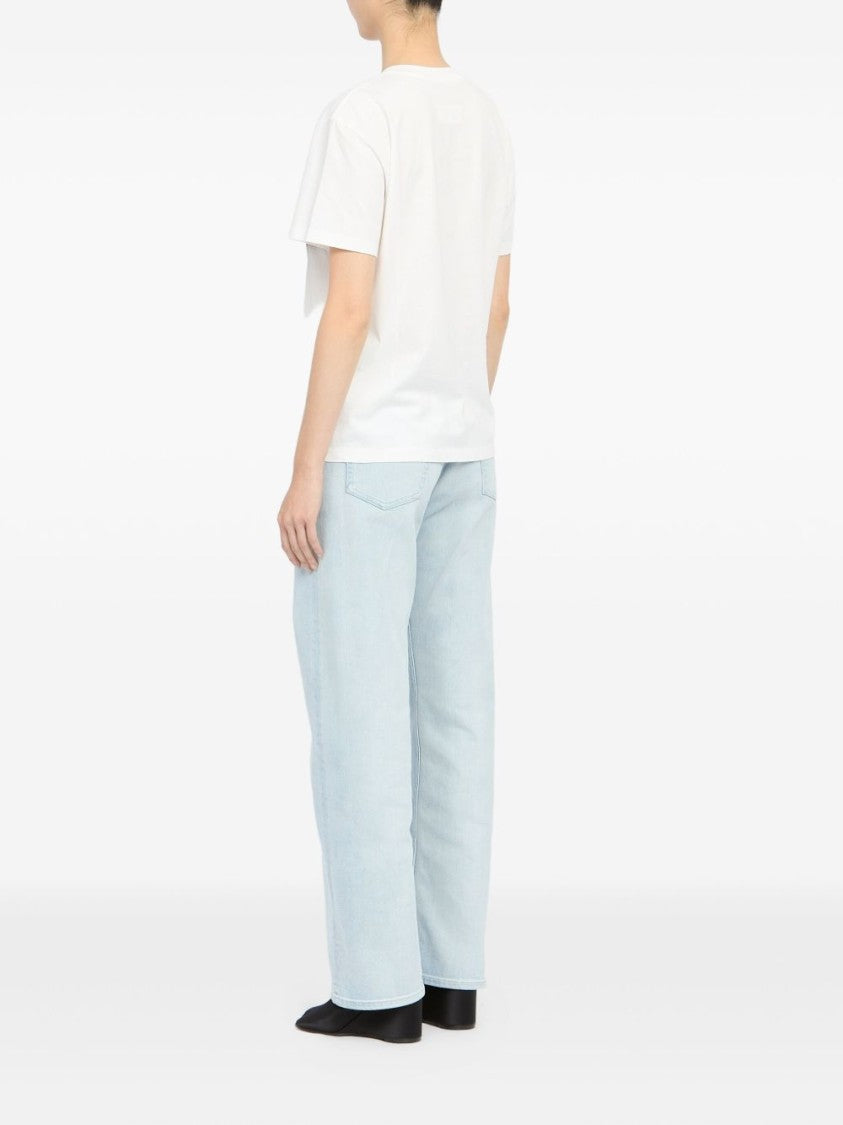 Mm6 By Maison Margiela Artistic White Cotton T-Shirt With Spray-Paint Detail