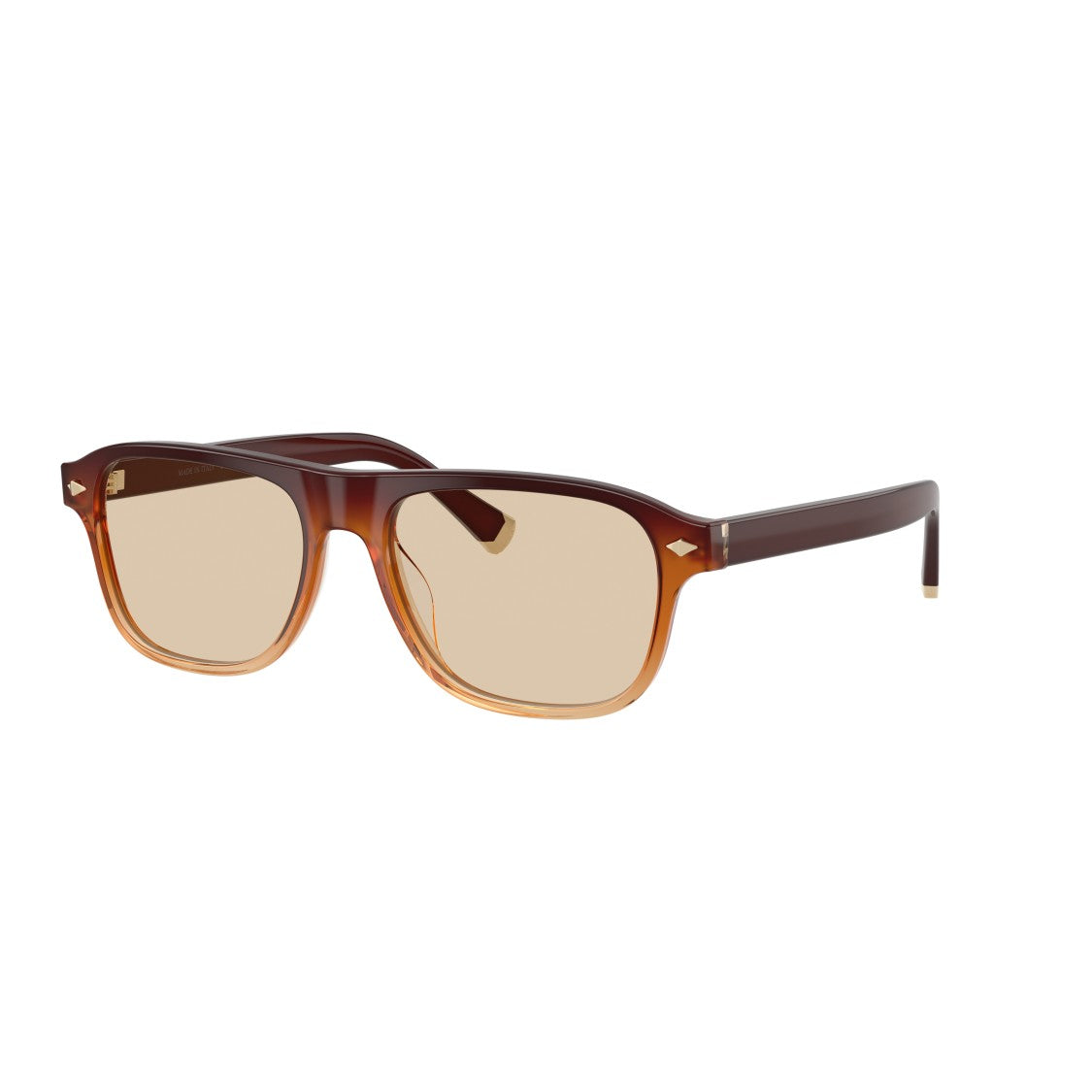 Brunello Cucinelli 0Bc3014 Gradient Brown Rectangular Frame Sunglasses With Gold Accents