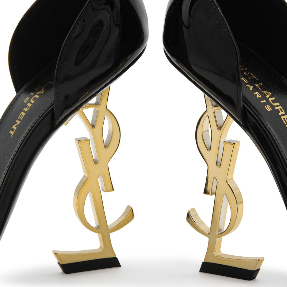 Saint Laurent Black Leather Sculpture Heel Sandals
