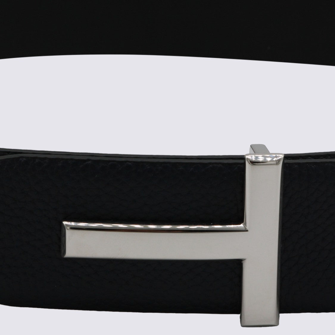 Tom Ford Black Leather Reversible T Buckle Belt