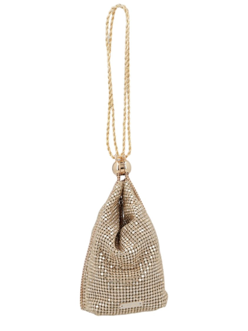 Cult Gaia Soft-Structured Gold Mesh Handbag With Twisted Rope Strap