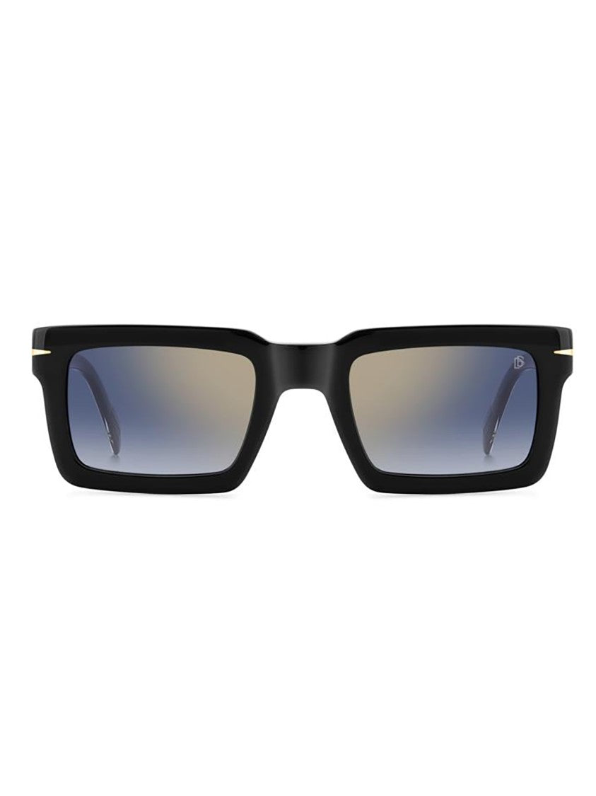 David Beckham Bold Square Frame Sunglasses With Gradient Lenses And Gold Accents