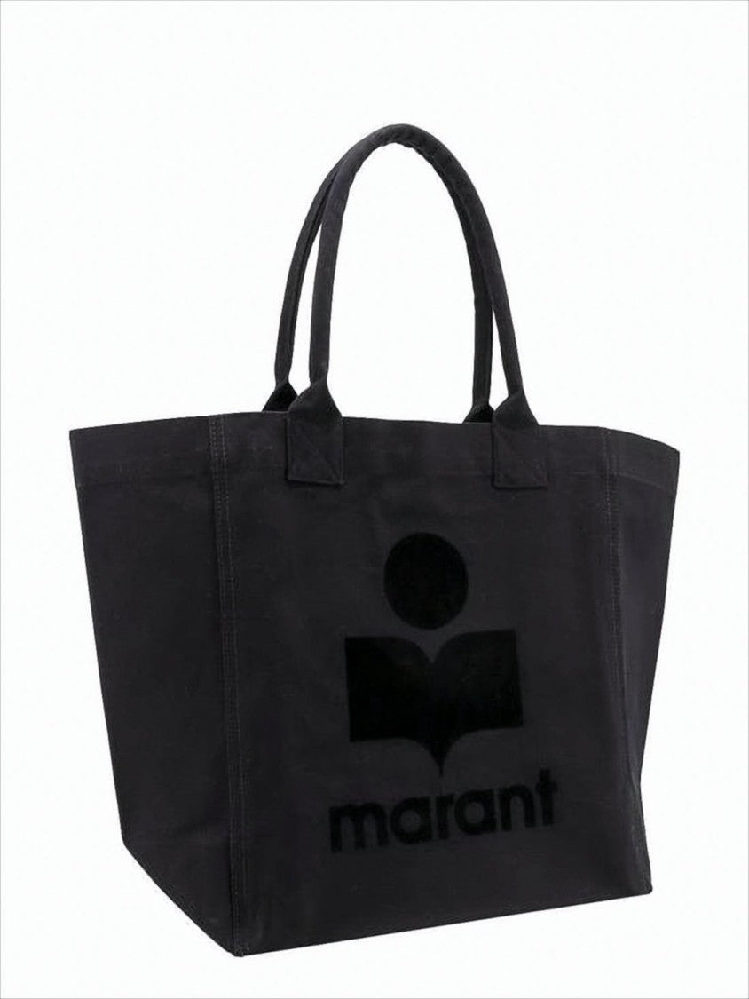 Isabel Marant Spacious Black Cotton Tote Bag With Embossed Logo