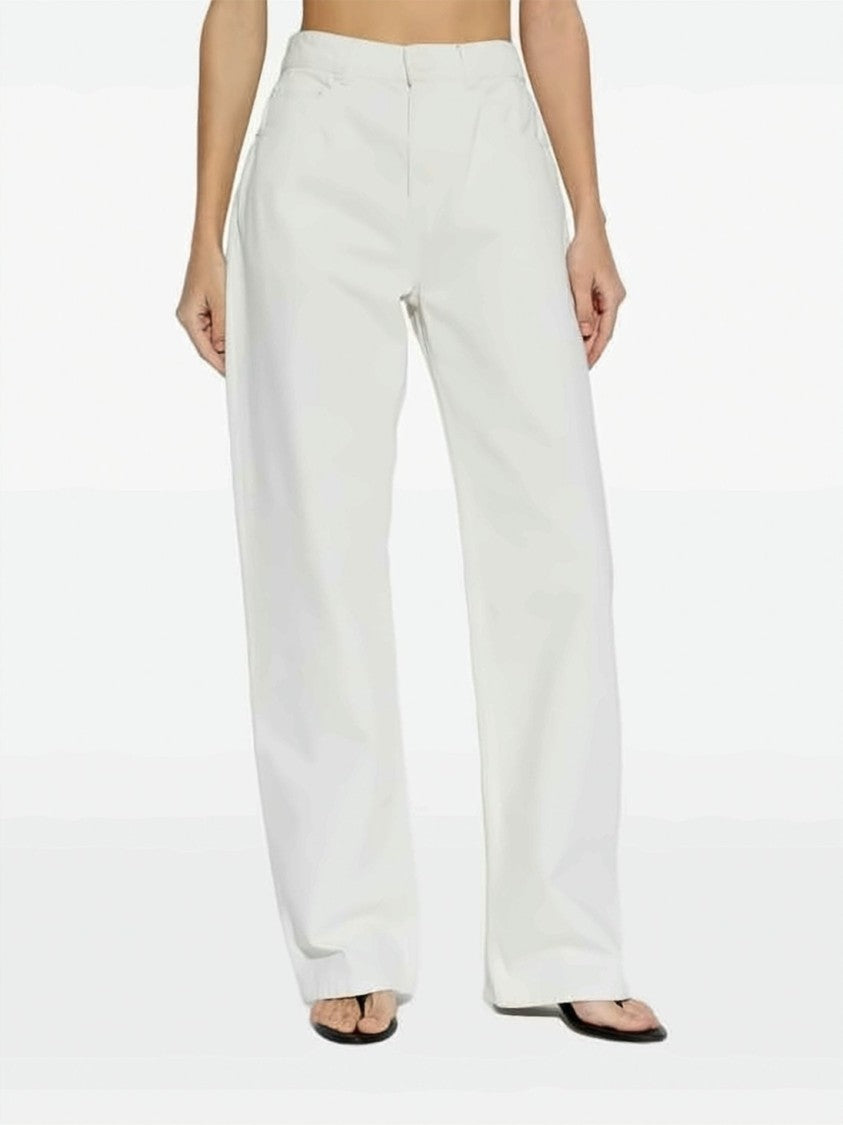 Ami Paris High-Waisted Cotton Straight-Leg Pants