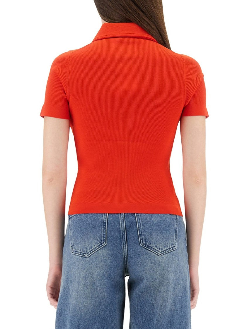 Tory Burch Slim-Fit Ribbed Texture Polo Shirt