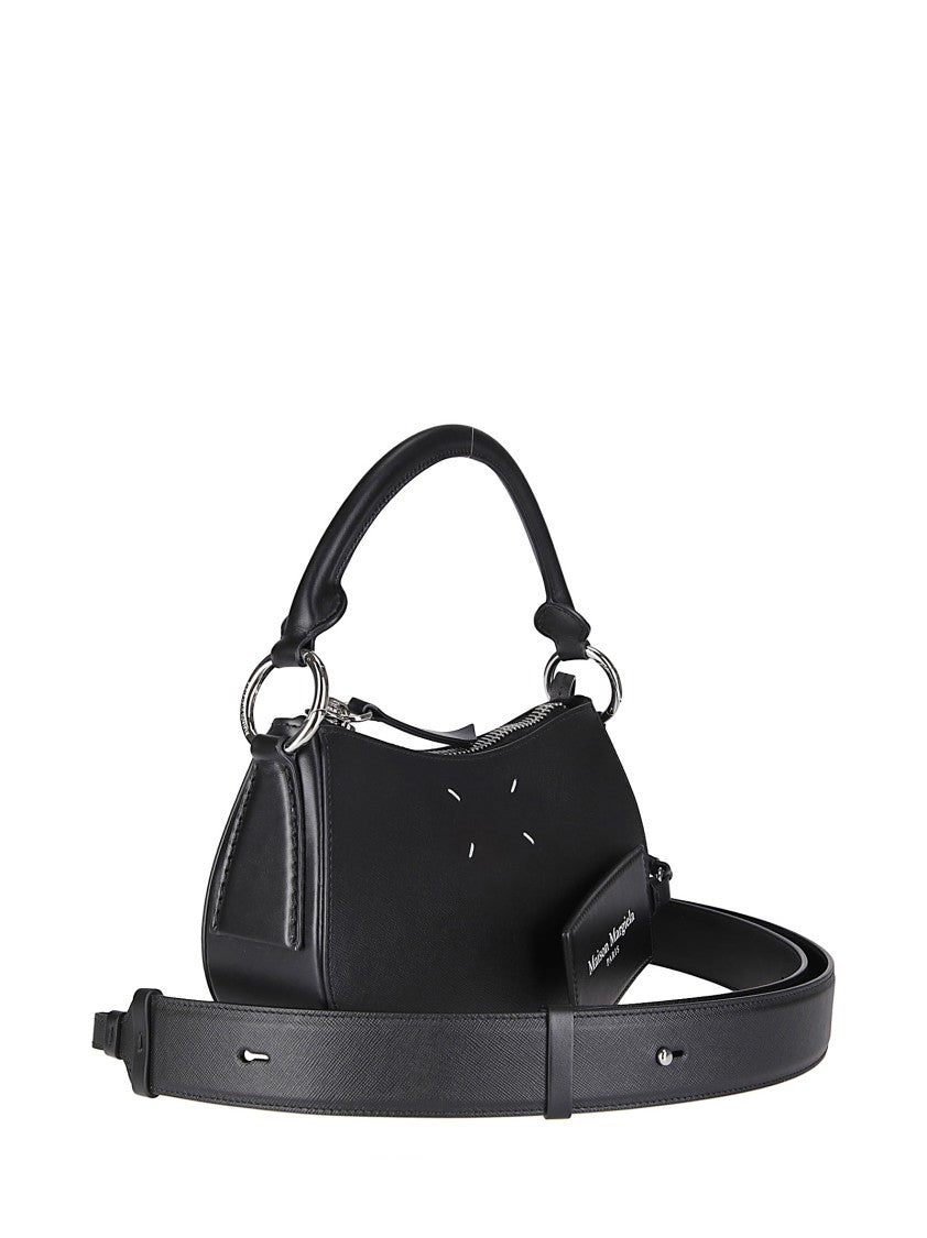 Maison Margiela Curved Black Leather Shoulder Bag