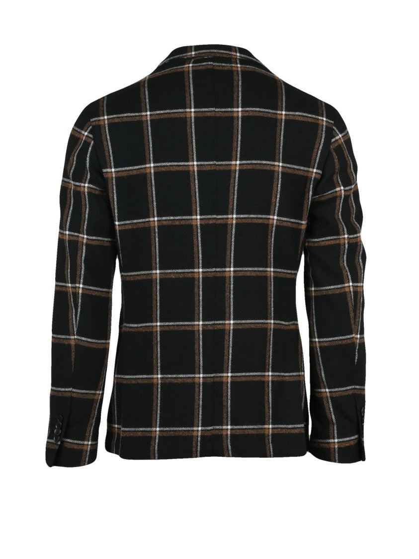 L.B.M. 1911 Round Jacket In Wool Blend With Large Check Pattern