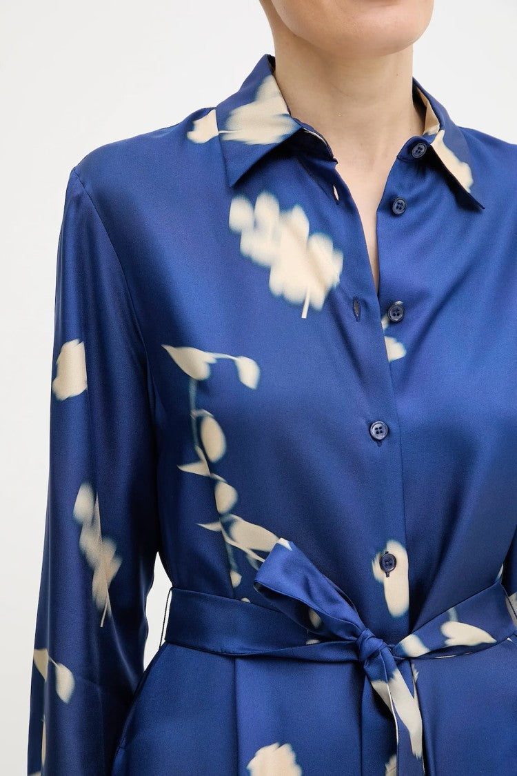 Max Mara Silk Midi Dress With Classic Collar