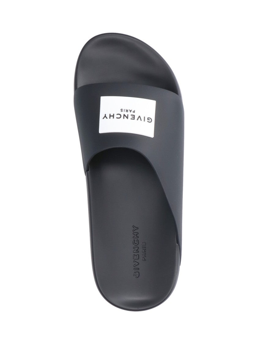 Givenchy Black Upper Contrast Logo Rubber Slides