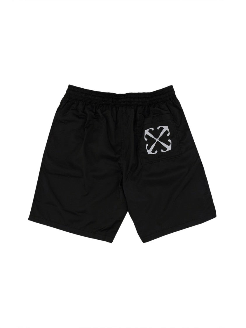 Off-White Relaxed Fit Black Swimsuit With Signature Logo