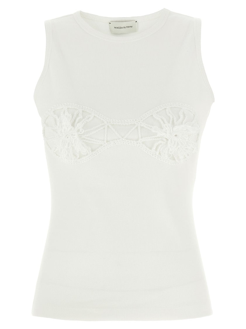 Magda Butrym Sleeveless Ribbed Cotton Top With Tone-On-Tone Detail