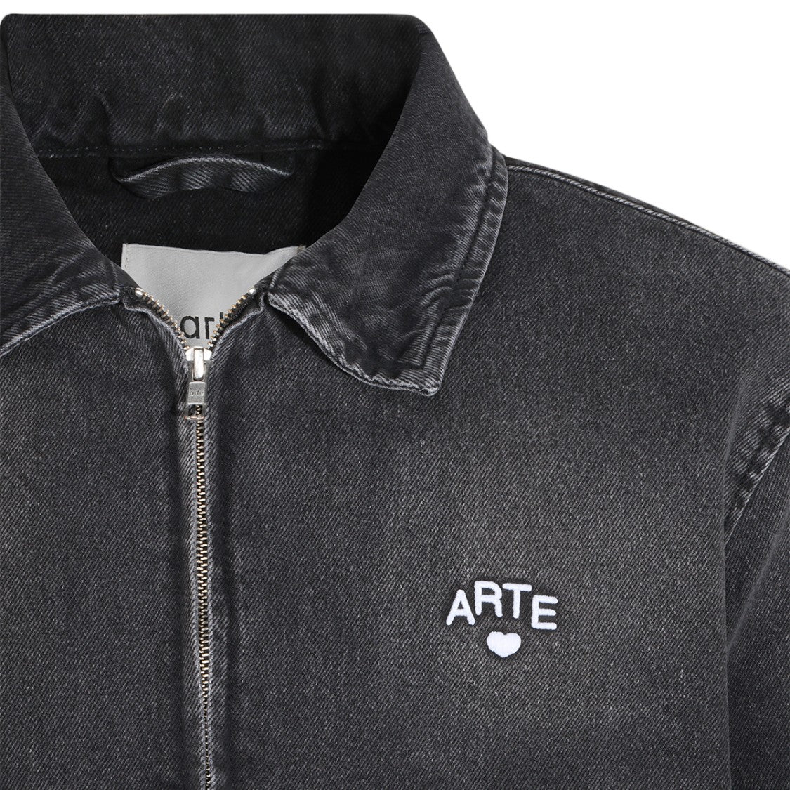 Arte Antwerp Washed Black Embroidered Denim Jacket