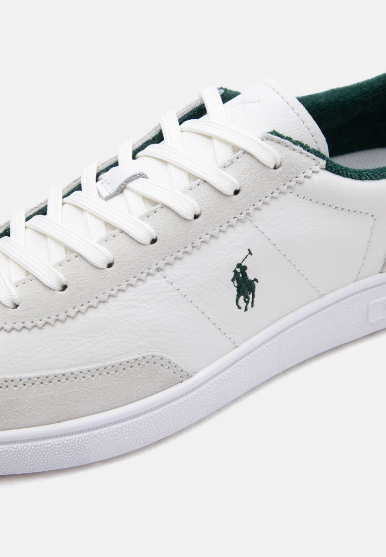 Polo Ralph Lauren Low-Top White Leather Sneakers With Suede Overlays