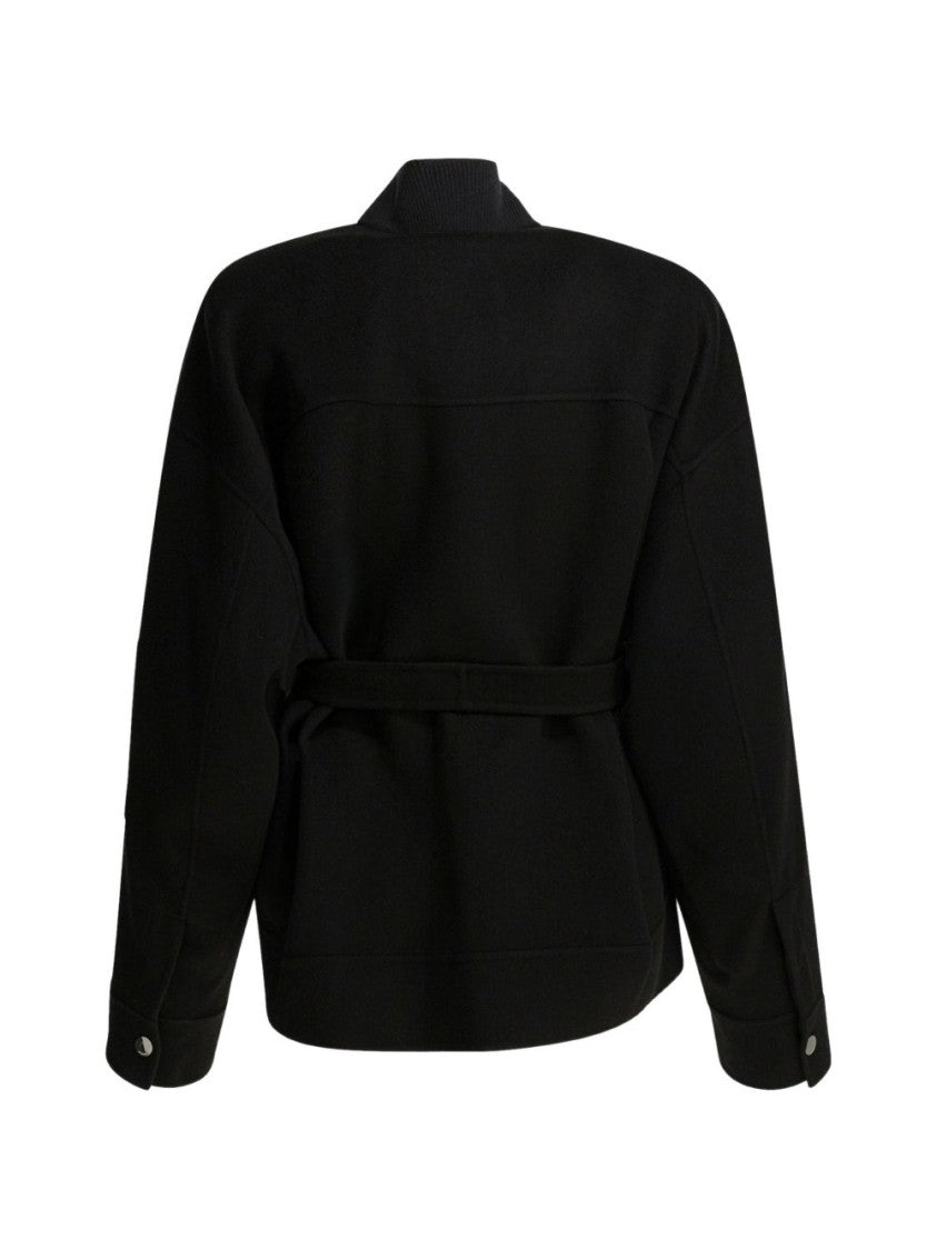 Sportmax Belted Black Jacket With High Collar