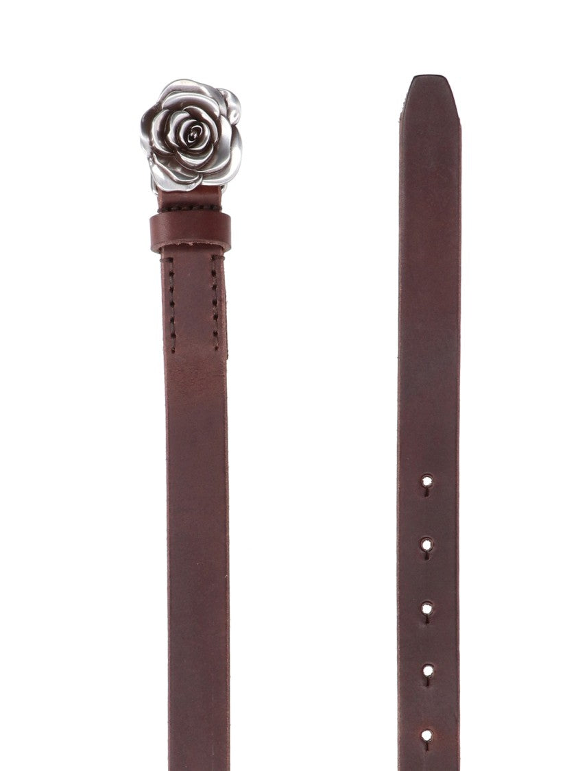 Our Legacy Brown Rose Silver Buckle Leather Belt