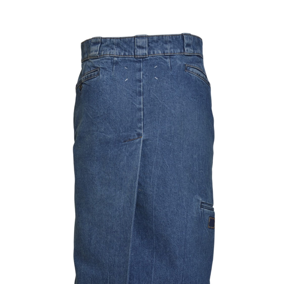 Maison Margiela Structured Denim Midi Skirt With High Waist And Pockets