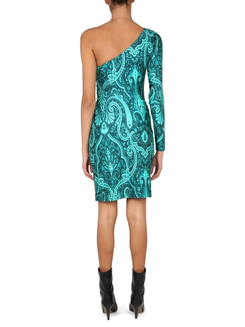 Etro Paisley One-Shoulder Mini Dress