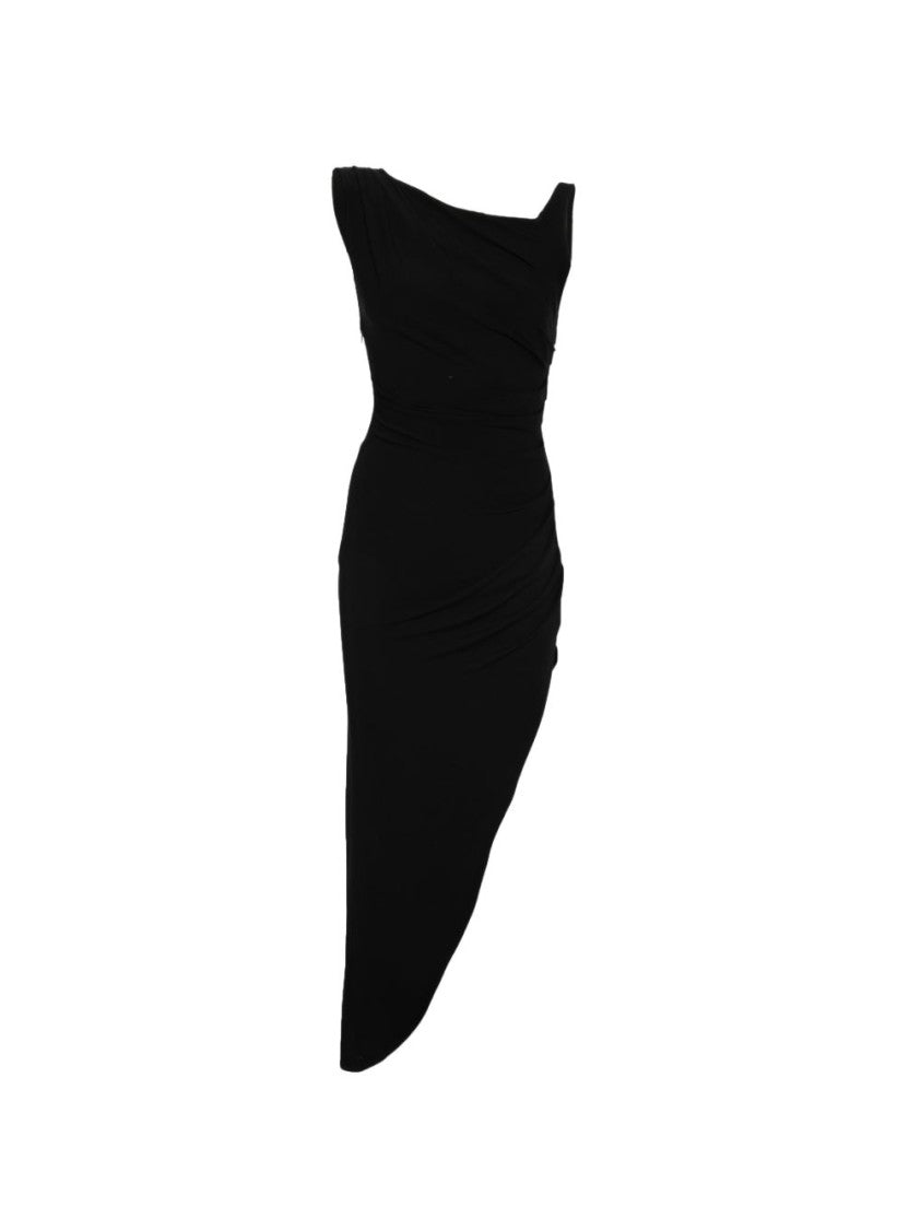 Elisabetta Franchi Asymmetrical Hem Sleeveless Dress With Draped Detail