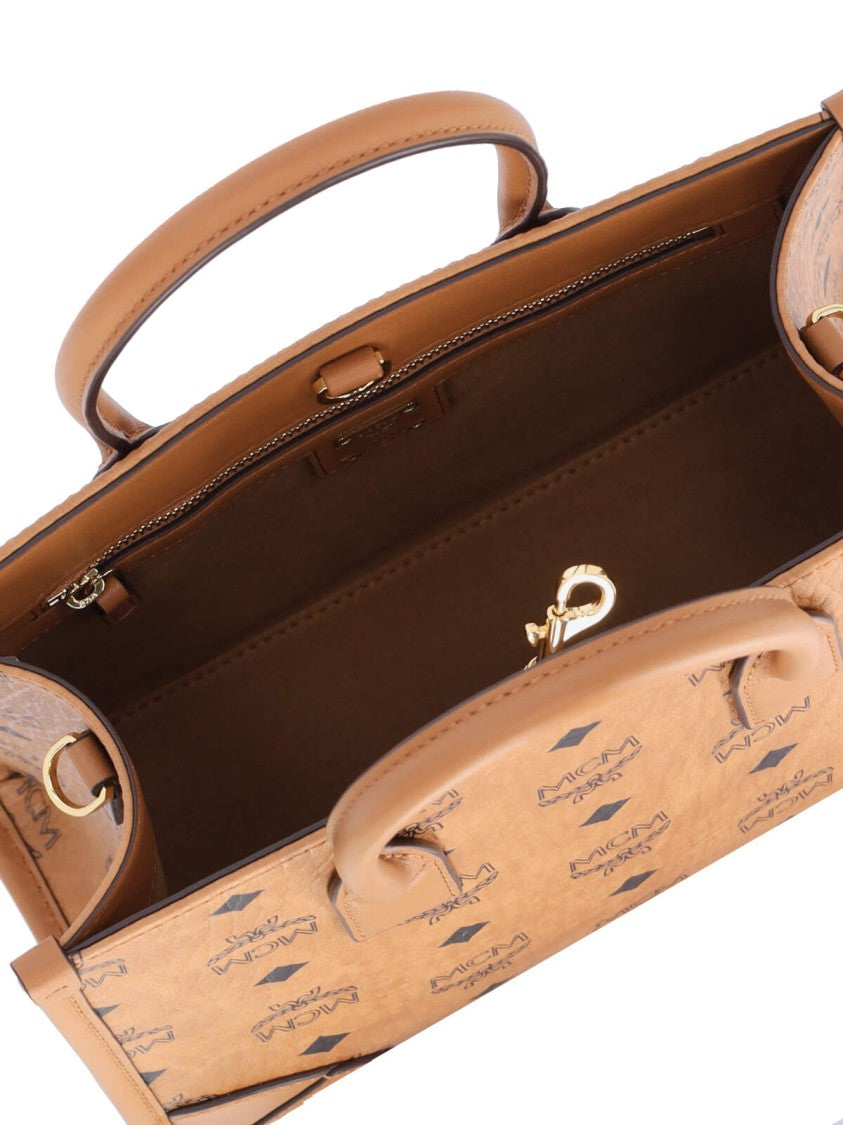 Mcm Structured Monogram Print Tote Bag