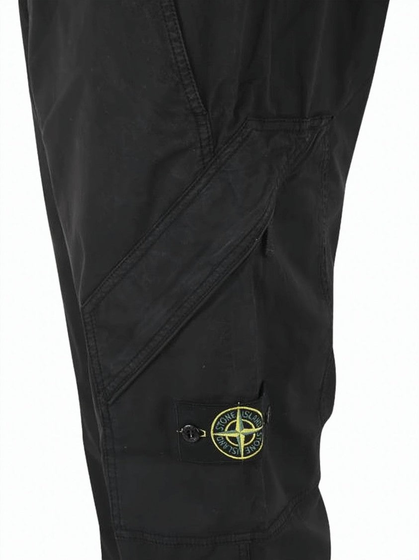 Stone Island Structured Black Straight Pants With Utility Pockets