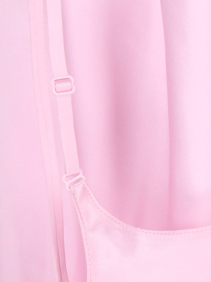 Courrèges Pink Silk Embroidered Logo Mini Dress