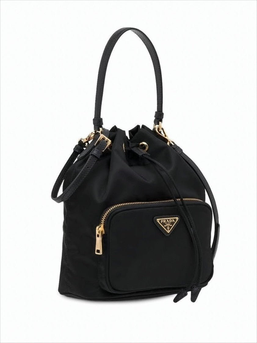 Prada Nylon Tote With Calf Leather Accents