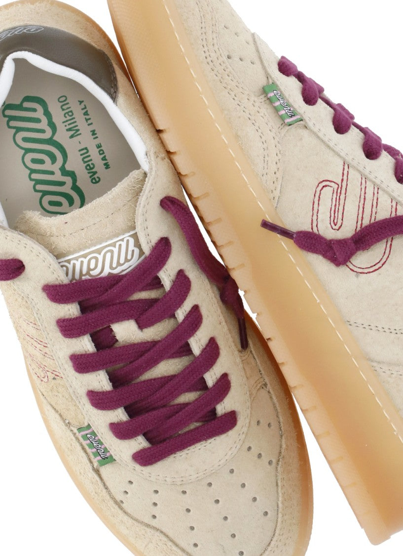 Evenu Equal Beige Suede Low-Top Sneakers