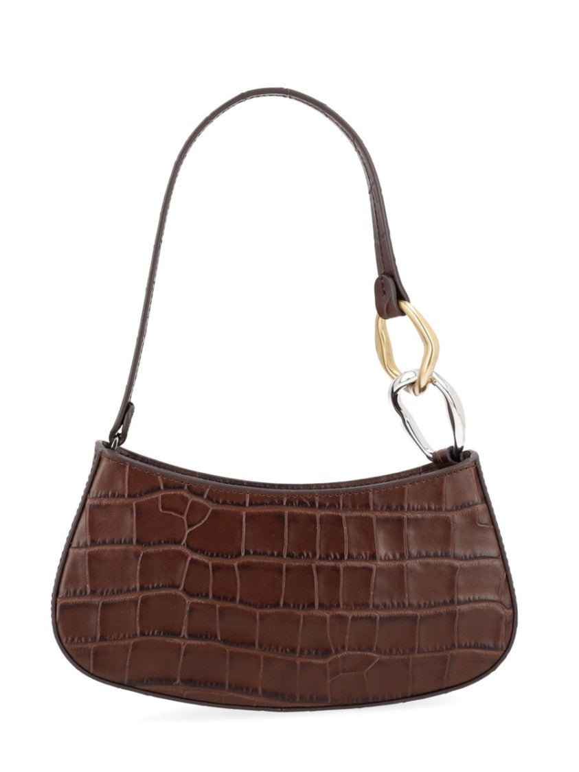 Staud Ollie Crocodile-Embossed Interlocking Rings Handbag