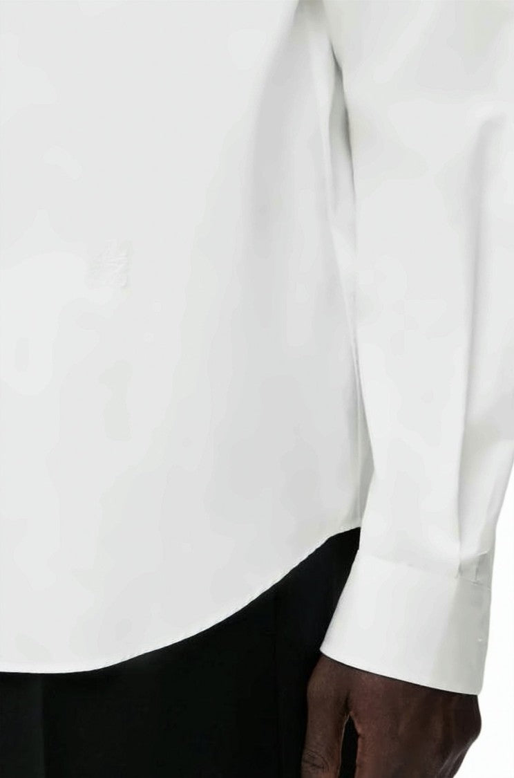 Loewe Crisp White Long-Sleeve Shirt With Pointed Collar And Tonal Embroidery