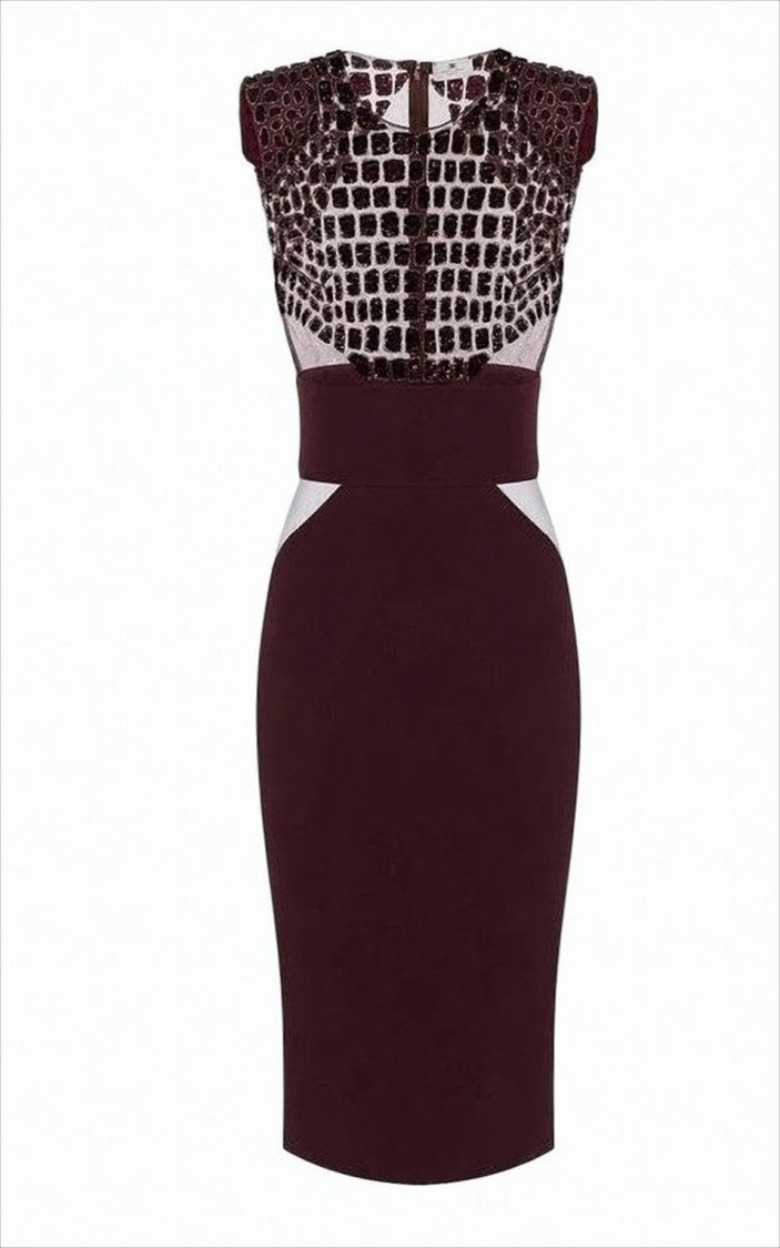 Elisabetta Franchi Lightweight Crepe Midi Dress With Structured Shoulders