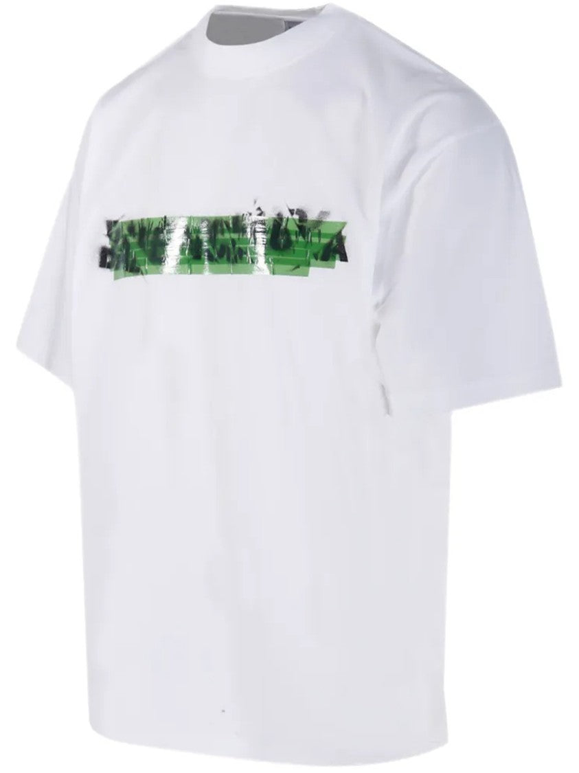 Balenciaga White Medium Fit Abstract Cotton T-Shirt